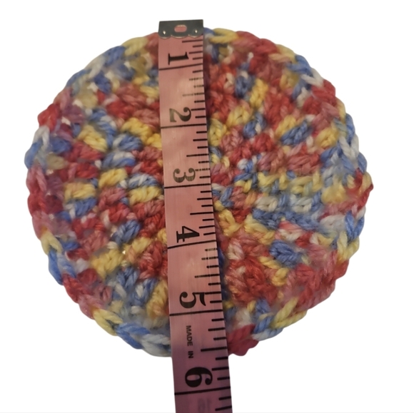 Wicker Basket with Blue Lining 4pc Set Crochet Coasters Spring colors Fabric Egg - Picture 4 of 17